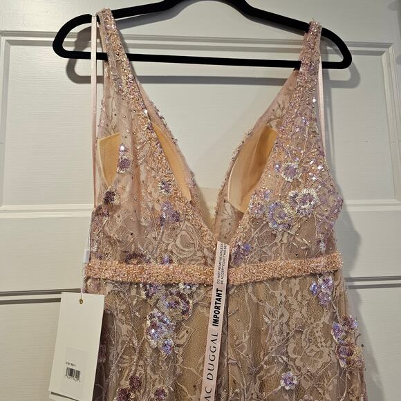 Mac Duggal 67481 Pink Floral Embellished Sleeveless Plunge Neck Gown Size 6 - Picture 7 of 10